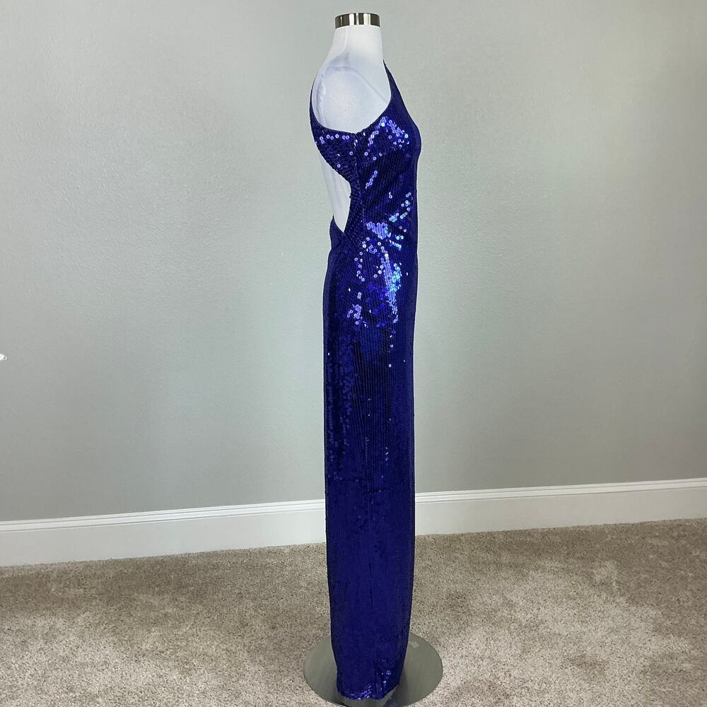 Mac Duggal 10905 Sequined Backless Long Column Evening Gown Purple Size 4 Dress - Picture 5 of 12